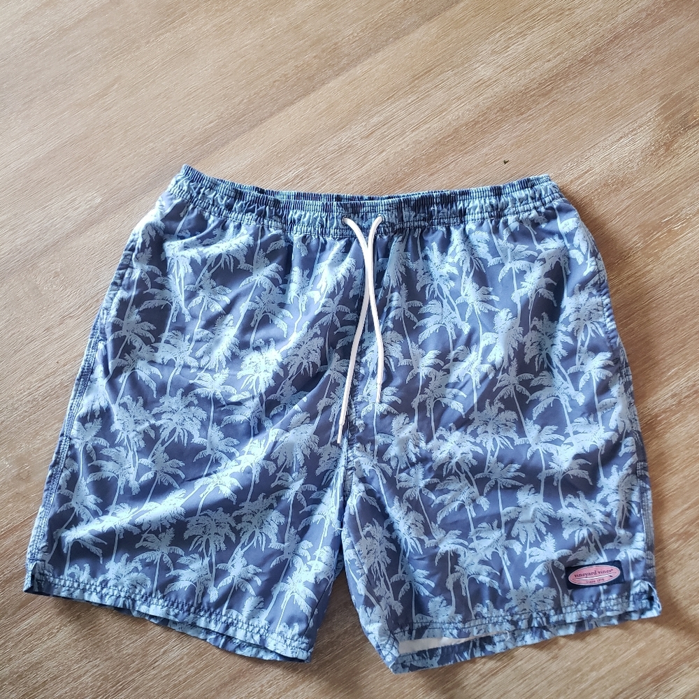 XL Vineyard Vines Navy / Gray Tropical Swim Trunks